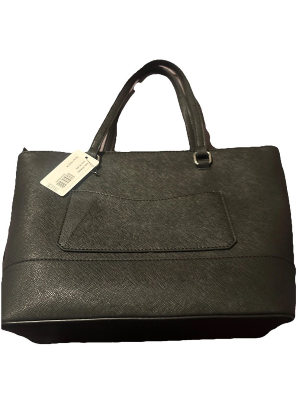 GUESS Black Saffiano Tote with Front Pocket